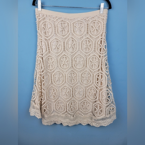 CATO Crochet beige Boho Relaxed Fit woman mini skirt Size M - Picture 1 of 7